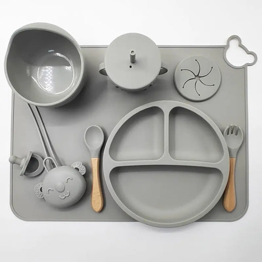 Silicone Baby Feeding Set with Mat and Utensils