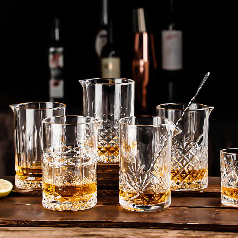 Japanese Etched Crystal Mixing Glass for Cocktails