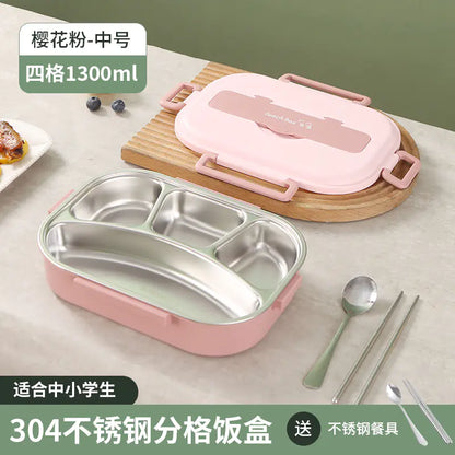 304 Stainless Steel Sealed Bento Box with Five Compartments