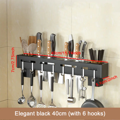 Stainless Steel Storage Rack with Cutlery Holder – Kitchen Organizer