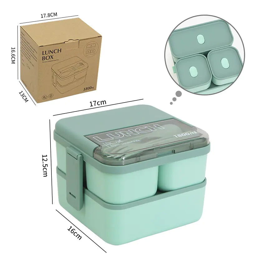 Microwavable Double Layer Plastic Lunch Box Set