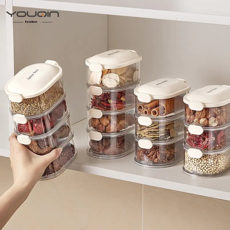 Spice Storage Box Kitchen Jar Sealed