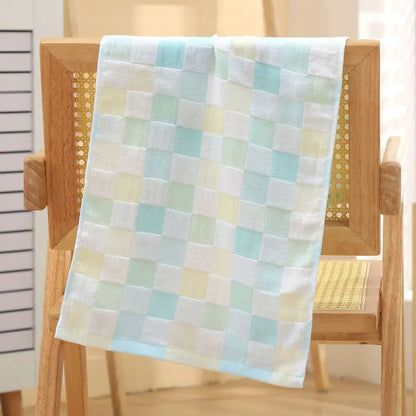 Super Soft Cotton Hand Towel – Color Grid Gauze Design (1PC)