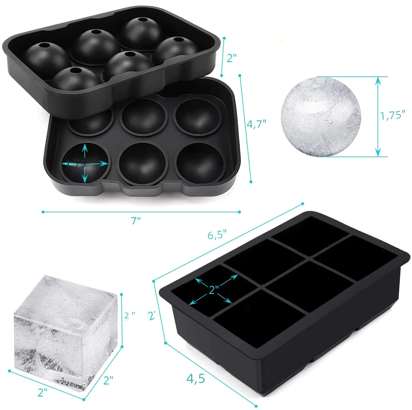 Silicone Ice Cube Tray Set - Food Grade Honeycomb Design