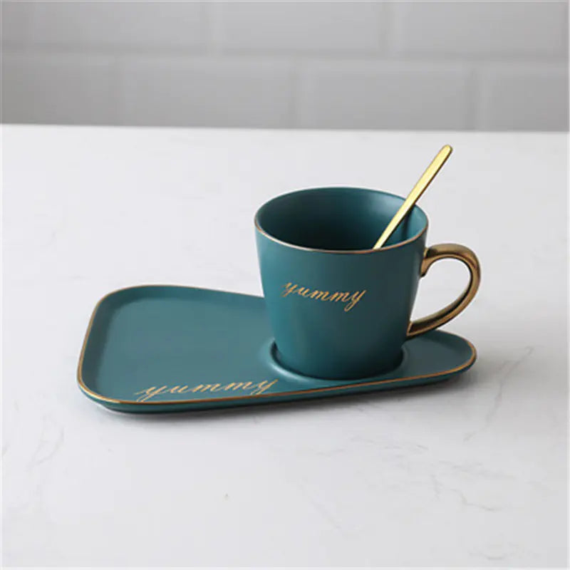 Matte Ceramic Coffee Cup and Saucer Set for Tea