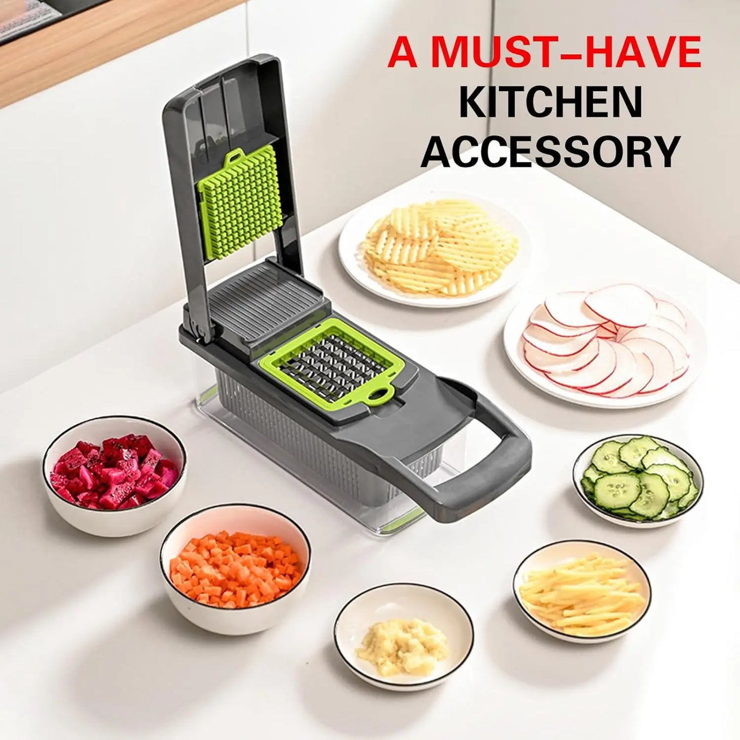16-in-1 Professional Vegetable Chopper – Multifunction Food Slicer with Interchangeable Blades