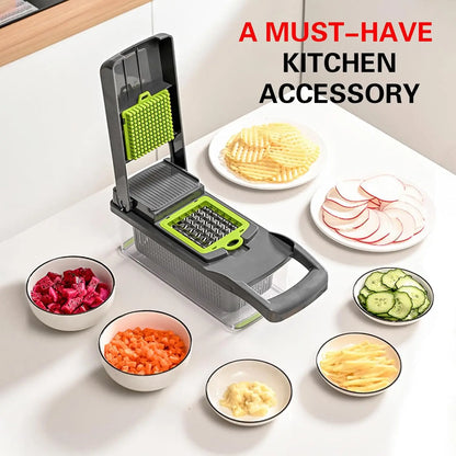 16-in-1 Professional Vegetable Chopper – Multifunction Food Slicer with Interchangeable Blades