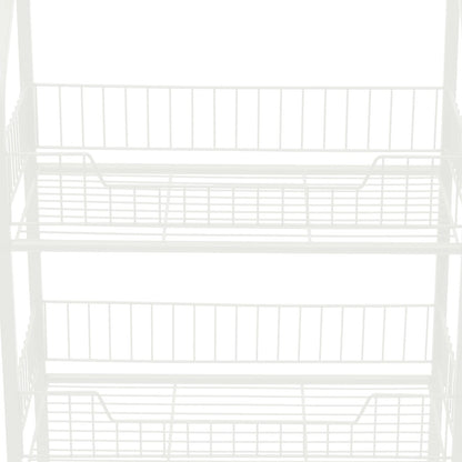 4 Tier Display Snack Rack with Universal Wheels Fruit Vegetable Towel Basket Stand Cart Metal Display Stand