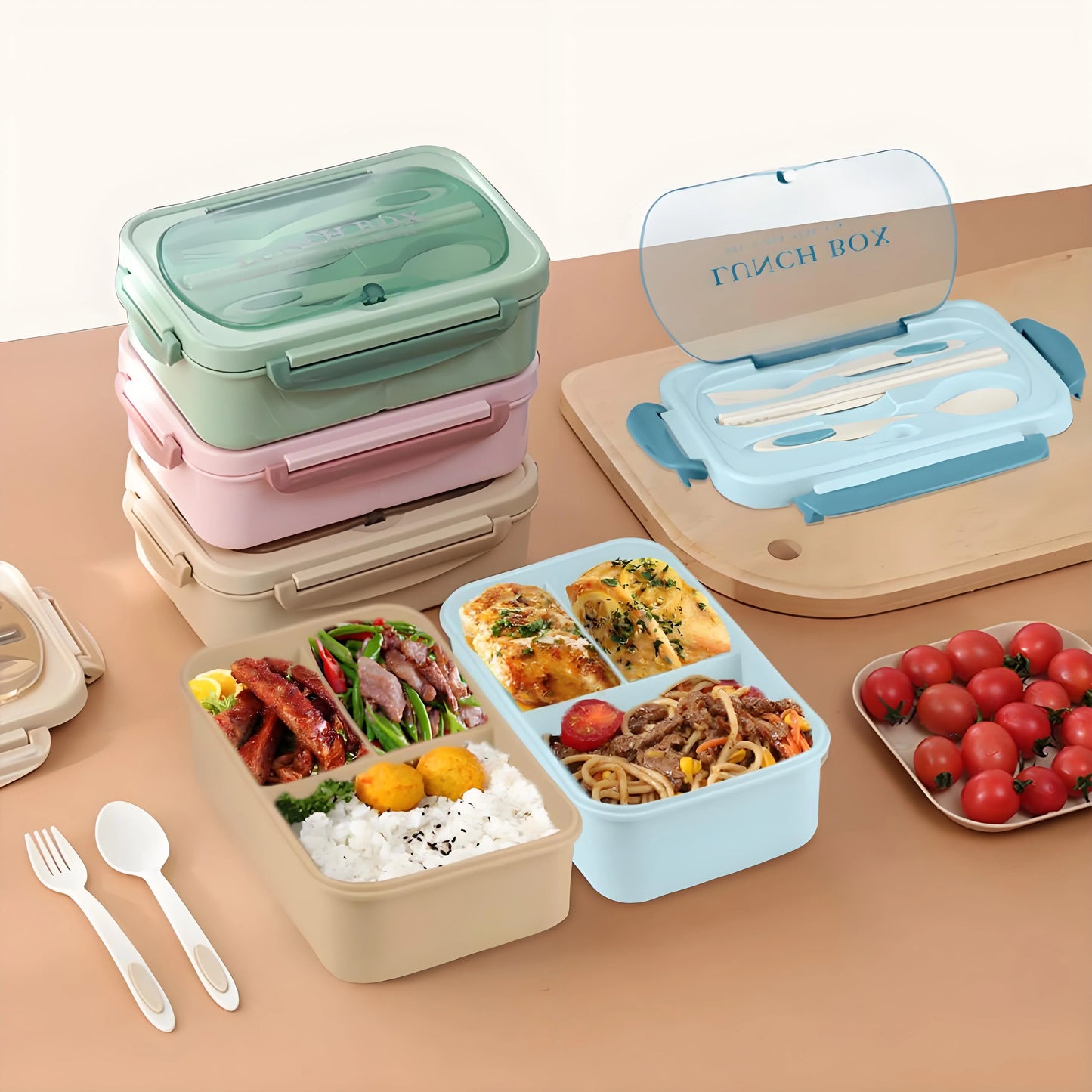 40oz Bento Box - 3-Tier Meal Prep Kit ✔FDA Food-Grade & LeakGuard™ (Office/Gym Essentials)