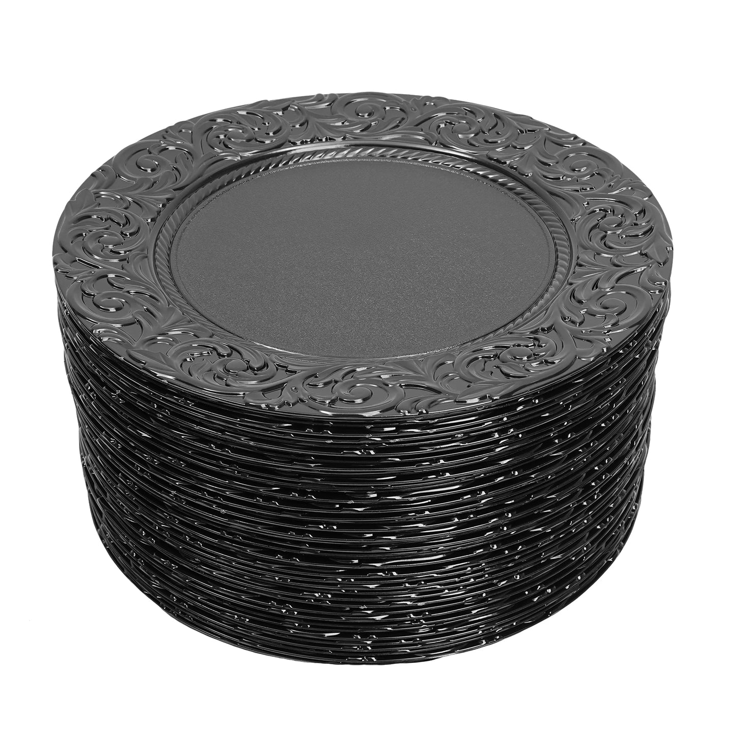 Charger Plates 100-Piece Set Round Reusable Serving Plates Gold Black Silver Green for Wedding Banquet Party Decor