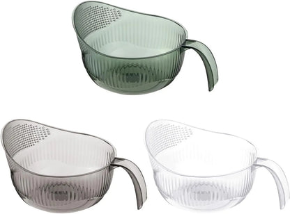 Functional Rice Washing Colander – Efficient Draining Bowl & Sink Basket for Rinsing Rice, Grains, Fruits & Vegetables (PET Material)