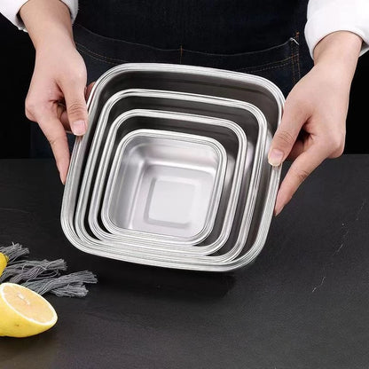 3 Pieces Stainless Steel Food Containers Food Storage Box Square Lunch Box 400/750/1200ml