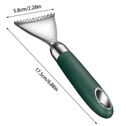 Stainless Steel Fish Skin Peeler & Scale Scraper – Non-Slip Handle Serrated Fish Descaler for Easy Skin & Scale Removal