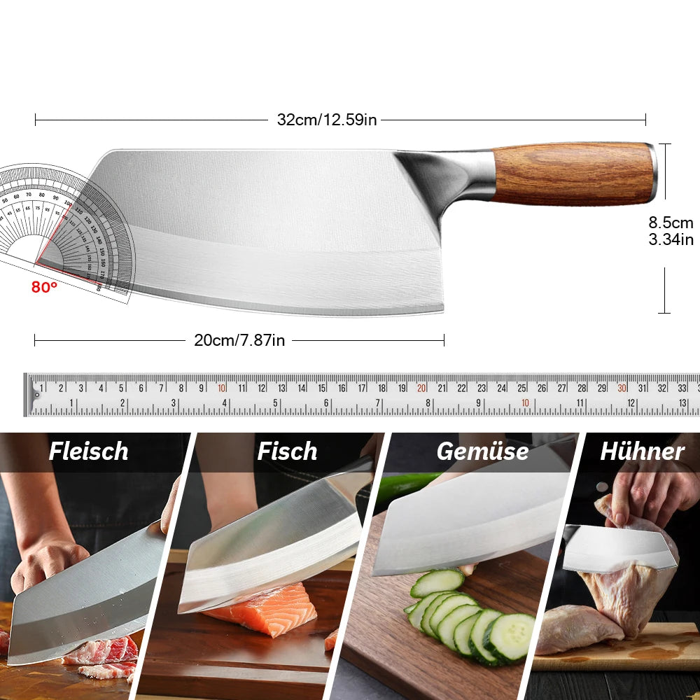 MDHAND Meat Cleaver Knife Forged Stainless Steel Professional Chinese Chef Knife Meat Vegetable Chopping Kitchen Knives