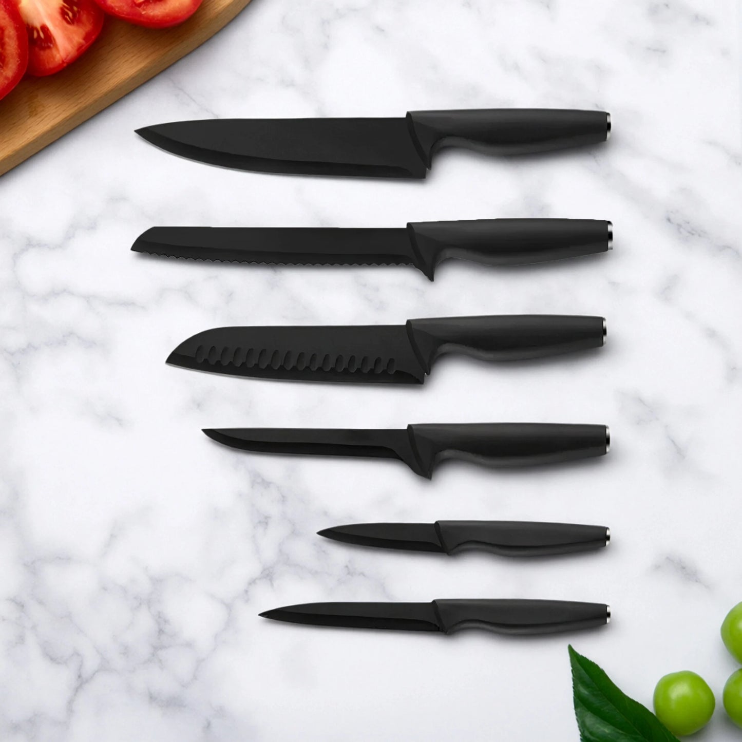 15-Piece Stainless Steel Kitchen Knife Set with Space-Saving Knife Holder