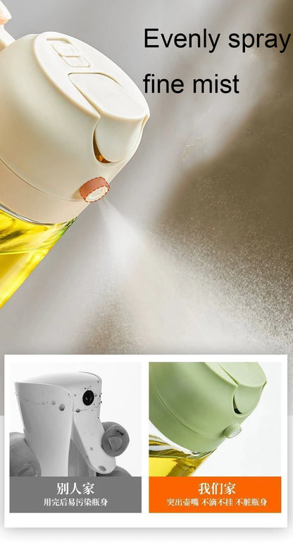 2-in-1 Oil Spray Bottle Dispenser – 500ml Refillable Cooking & BBQ Oil Sprayer