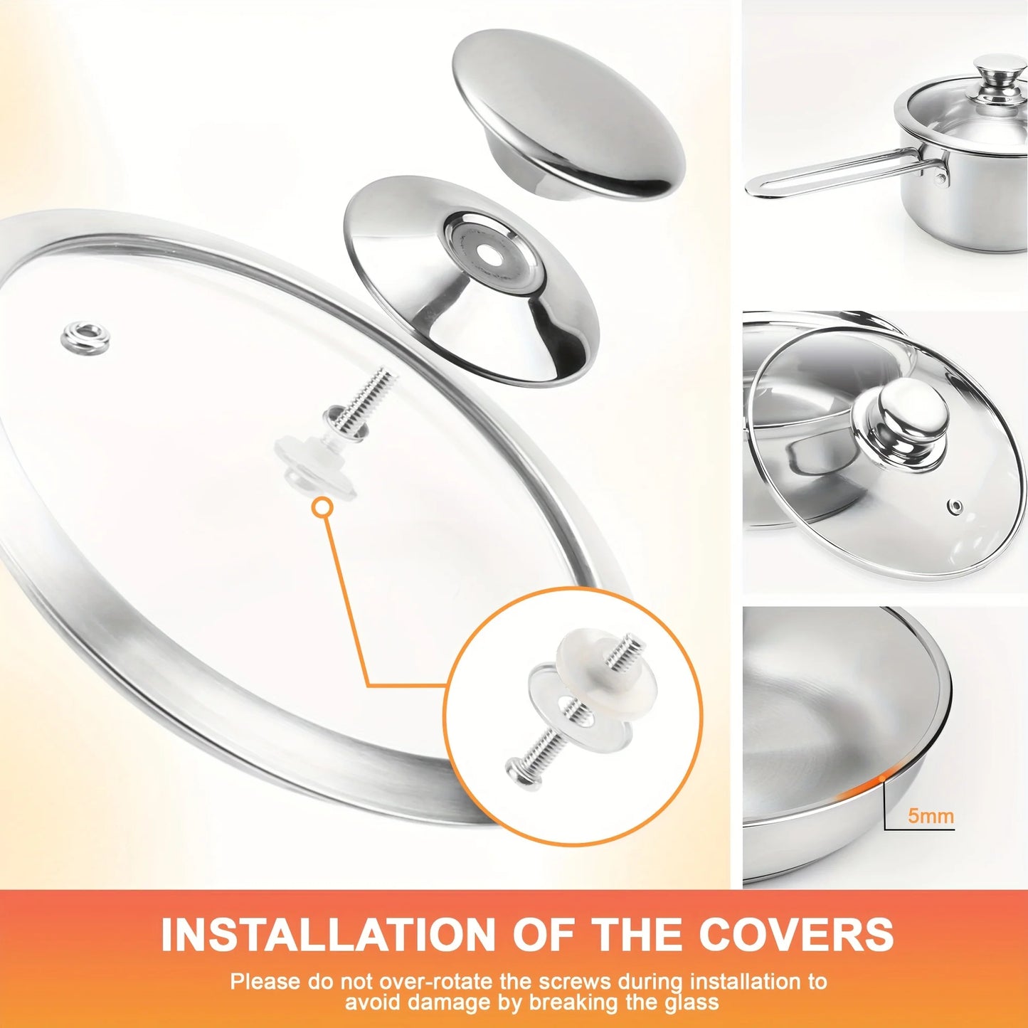 10 Pieces Stainless Steel Pots And Pans Set, Kitchen Cookware Sets, Induction Cooking Set Compatible With All Stovetops