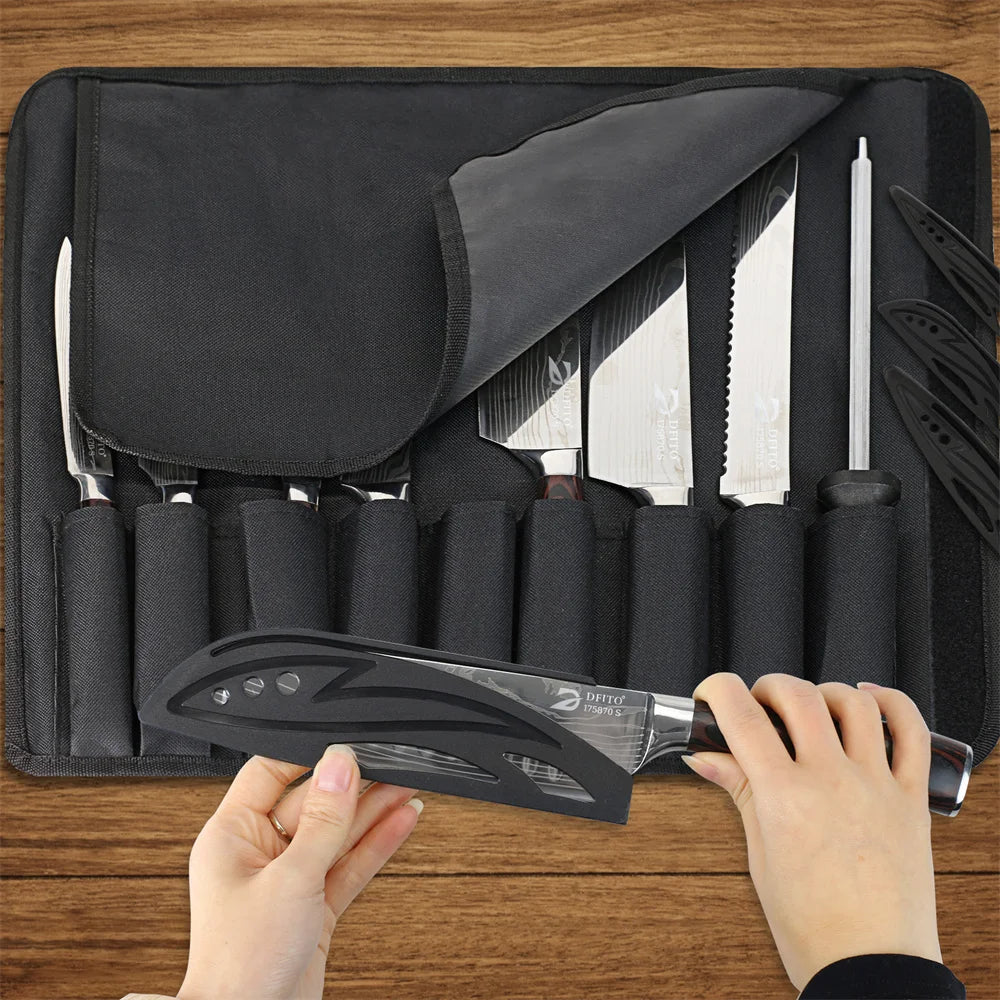 8pcs Kitchen Knife Damascus Stainless Steel Chef Knife Utility Paring Boning Cleaver Slicing Santoku Knives