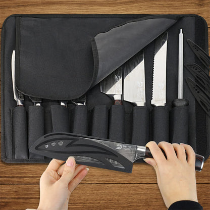 8pcs Kitchen Knife Damascus Stainless Steel Chef Knife Utility Paring Boning Cleaver Slicing Santoku Knives With Nylon Bag