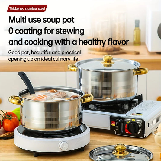 5-Piece Golden Stainless Steel Nonstick Cookware Set – All-Stove Compatible
