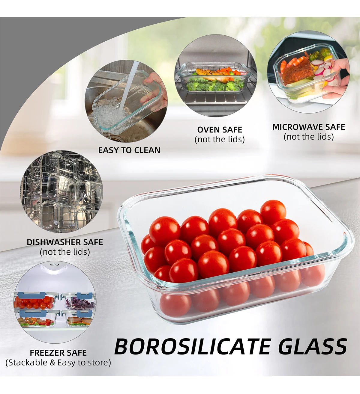 16-Piece Glass Food Storage Containers – Airtight, Leakproof, Oven & Microwave Safe