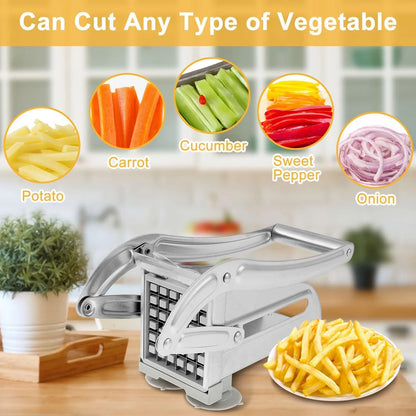 Stainless Steel French Fries Cutter – Quick-Cut Potato Slicer with 36/46-Hole Blade, Manual Kitchen Tool for Uniform Fries & Vegetables