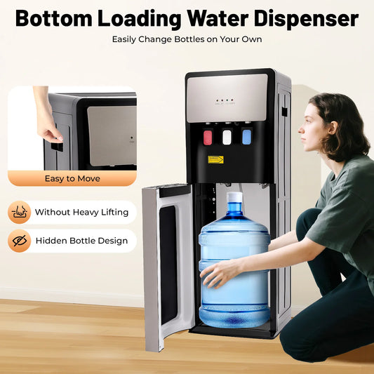 Bottom Load Water Dispenser for Home, Hot & Cold Standing Water Cooler Dispenser 3 Temp Modes, 500W Heating, 90W Cooling