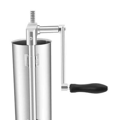 3L Vertical Manual Sausage Stuffer Machine – Stainless Steel Sausage Maker with 4 Steel & 7 PE Tubes