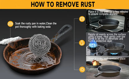 3PCS Cast Iron Skillet Set (6/8/10 Inch)  Pre-Seasoned, Heavy-Duty Pans for Oven, Grill & Campfire, Even Heat, Non-Stick Surface