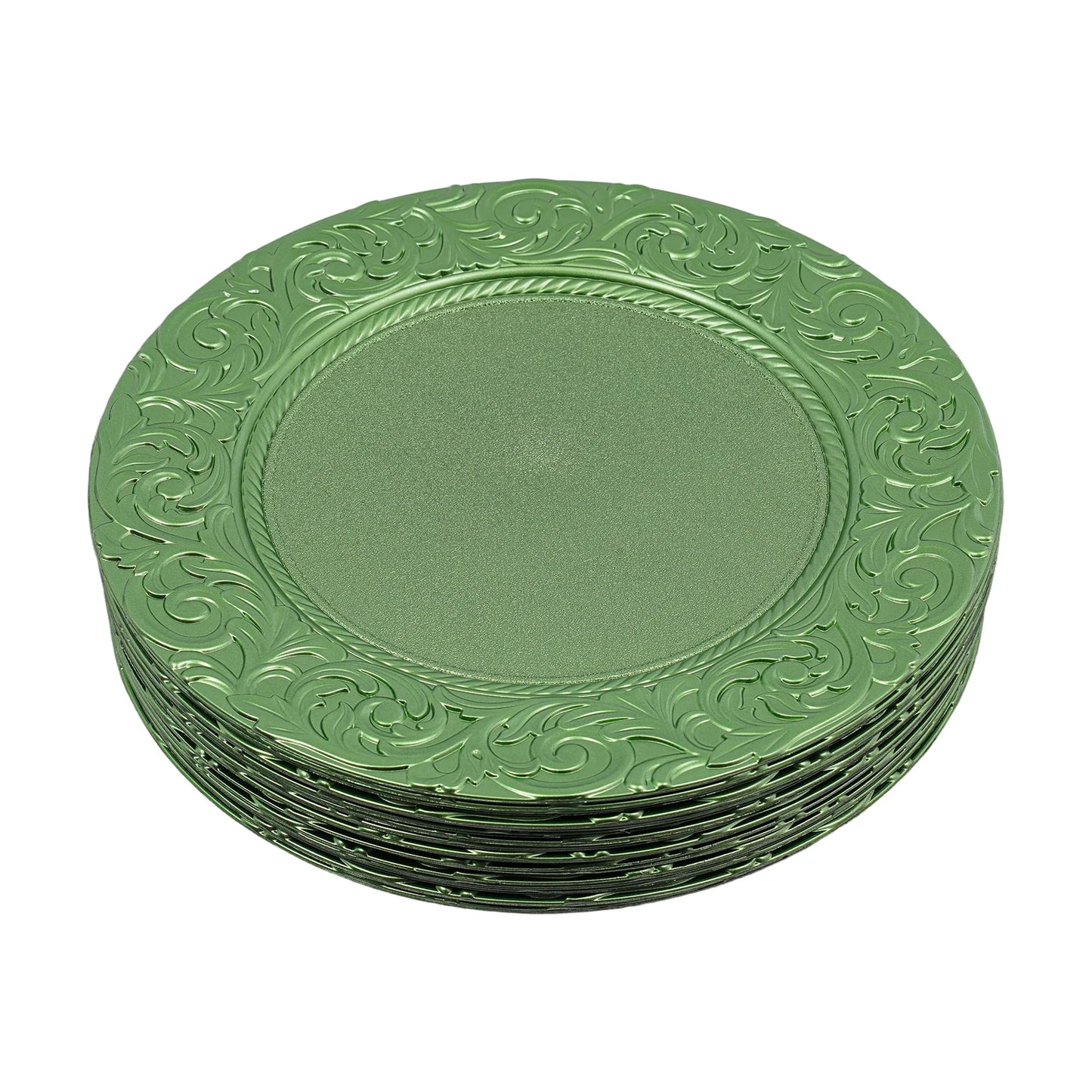 Charger Plates 100-Piece Set Round Reusable Serving Plates Gold Black Silver Green for Wedding Banquet Party Decor