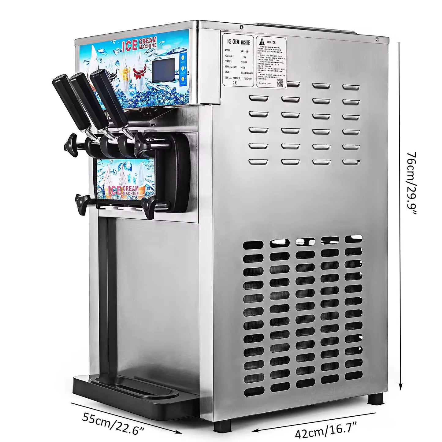 VEVOR Commercial Soft Serve & Fried Roll Ice Cream Machine – 220V Stainless Steel Instant Ice Cream Maker for Home or Business