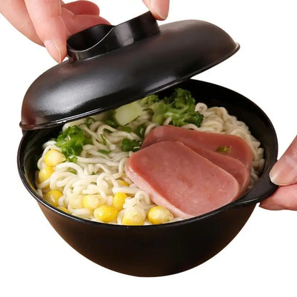 Ramen Bowl with Lid – Microwave-Safe Instant Noodle Bowl with Handles, Heat-Resistant Soup Bowl for Home, Office & Convenience Cooking