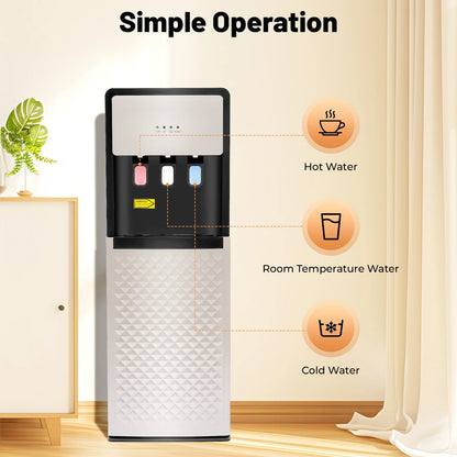 Bottom Load Water Dispenser for Home, Hot & Cold Standing Water Cooler Dispenser 3 Temp Modes, 500W Heating, 90W Cooling