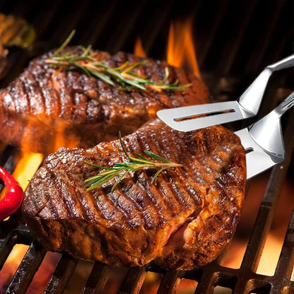 Heavy Duty Steak Tongs – Thanksgiving Turkey Flipper & Holiday Grill Tool | Durable Metal Meat Turner for BBQ, Roasting & Cooking