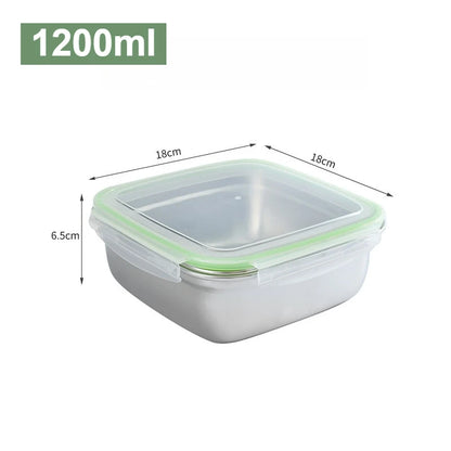 3 Pieces Stainless Steel Food Containers Food Storage Box Square Lunch Box 400/750/1200ml