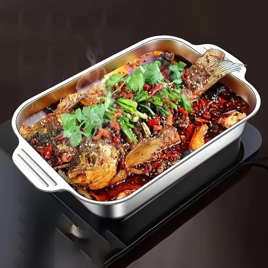 Stainless Steel Baking Tray Set – Large Deep Non-Stick Baking Pan with Handles, Multifunctional Oven Tray for Roasting, Cooking & Baking