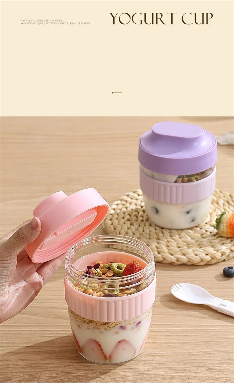 Portable Breakfast Fruit Oat Yogurt Salad Cup With Lid Spoon Food Storage Cup Fitness Weight Reducing Picnic Lunch Box Milk cup