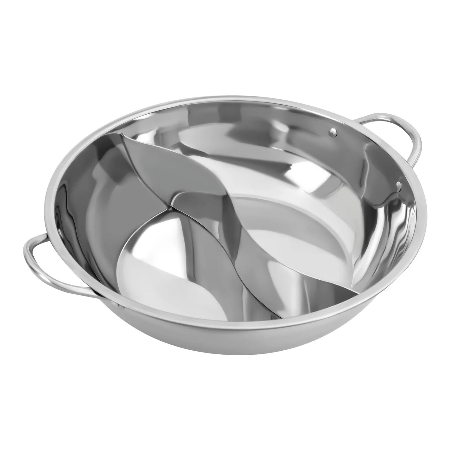 34cm Stainless Steel Shabu Shabu Hot Pot with Divider & Glass Lid – Dual-Sided Soup Pot for Family Meals & Versatile Cooking