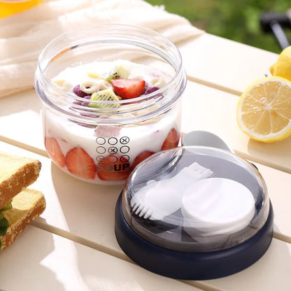 650ml Portable Handheld Breakfast Cup Yogurt Bowl Leak Proof Salad Bento Lunch Box With Spoon