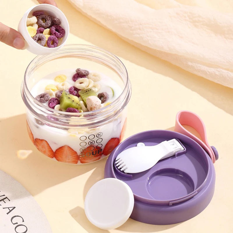 650ml Portable Handheld Breakfast Cup Yogurt Bowl Leak Proof Salad Bento Lunch Box With Spoon