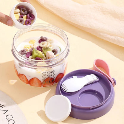 650ml Portable Handheld Breakfast Cup Yogurt Bowl Leak Proof Salad Bento Lunch Box With Spoon