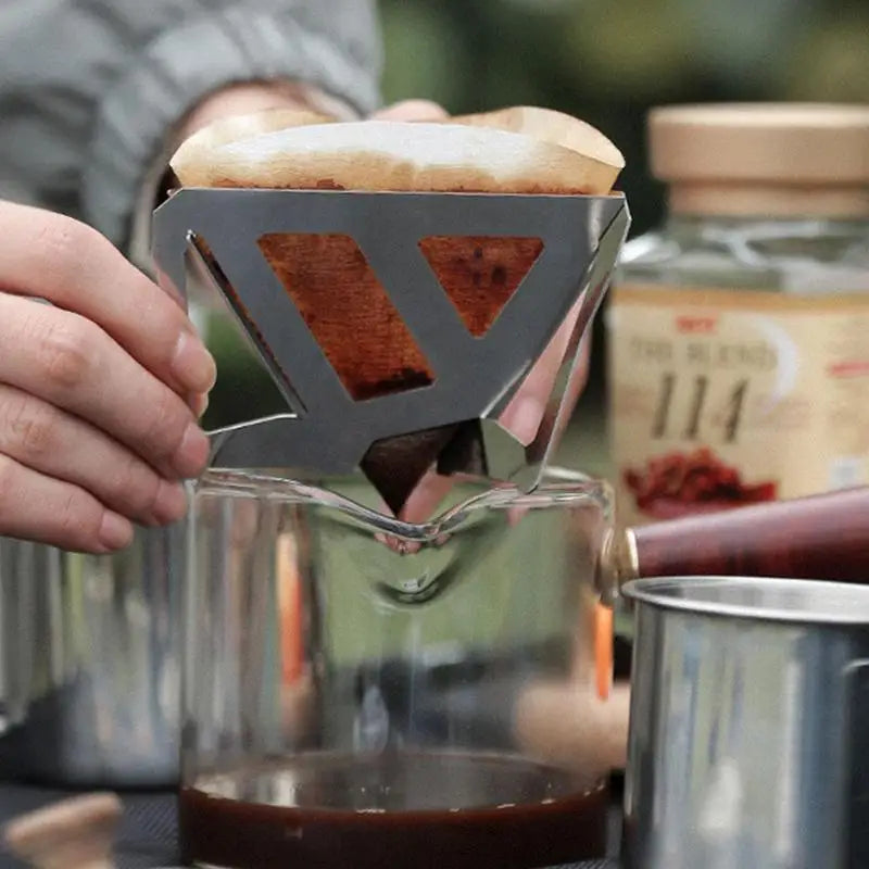 Portable Foldable Coffee Filter Stainless Steel Easy Clean Reusable Coffee Funnel Paperless Pour Over Holder Coffee Dripper