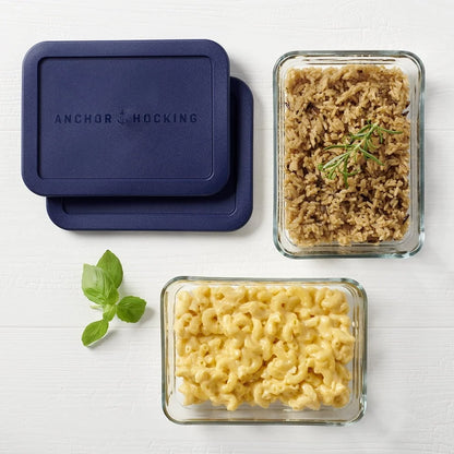 Glass Food Storage Containers Set of 2 Ergonomic Lids BPA Free Versatile Microwave Dishwasher Safe 3 Cup Rectangular Jars