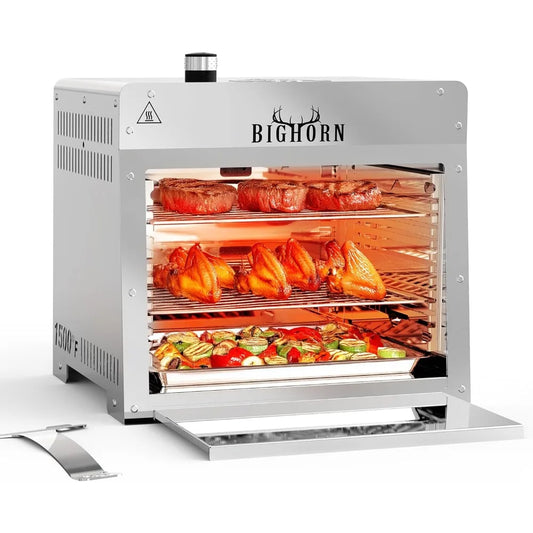 1500°F Small Infrared Propane Gas Grill – Portable Steak Broiler & Sear Station with Pizza Stone