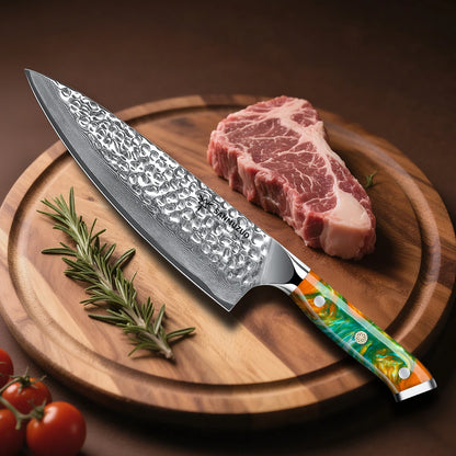 SANMUZUO 8 Inch Chef Knife - YAO Series - Premium Damascus Steel Kitchen Knife with Resin Handle - Suitable for Meat&Vegetables