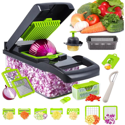 16-in-1 Professional Vegetable Chopper – Multifunction Food Slicer with Interchangeable Blades