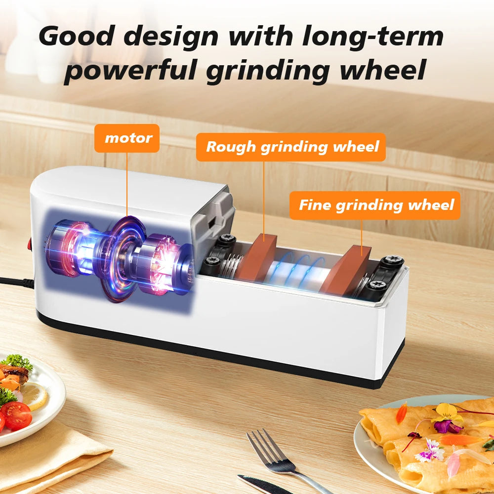 4 Segment Kitchen Fully Automatic Knife Sharpener Portable Electric Non-slip Base Knife Sharpener Household Kitchen Accessories
