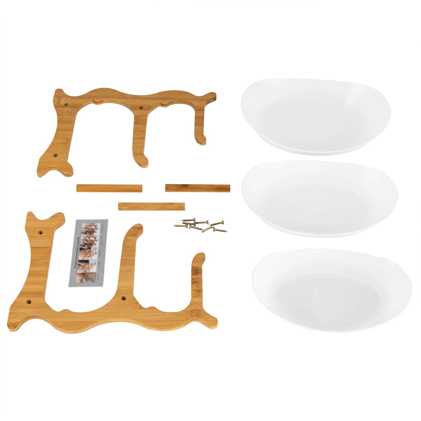 3-Tier Fruit Plate,Snack Dessert Cake Tray Plate Rack for Party Wedding,Fruit Bowl W/ Bamboo Wood Stand,Candy Dish Cake Stand
