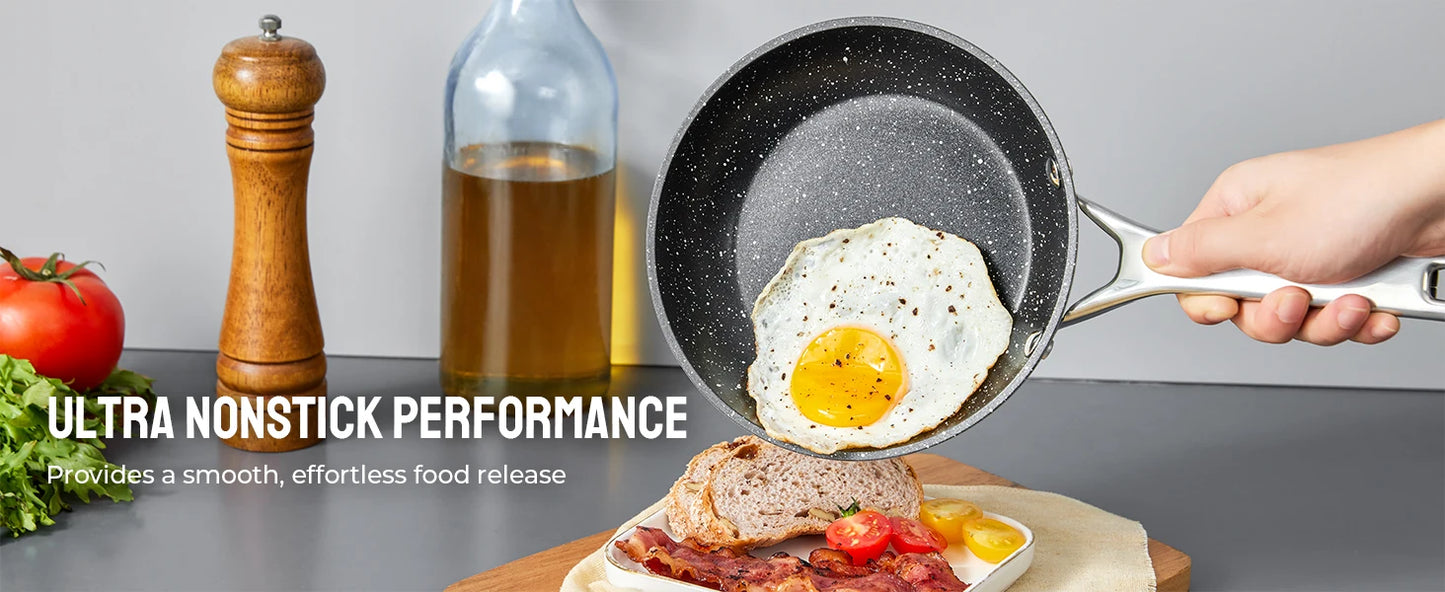 BEZIA 10-Piece Induction Cookware Set – Nonstick Pots and Pans for All Stoves, Durable Nonstick Kitchen Set for Induction Cooktops