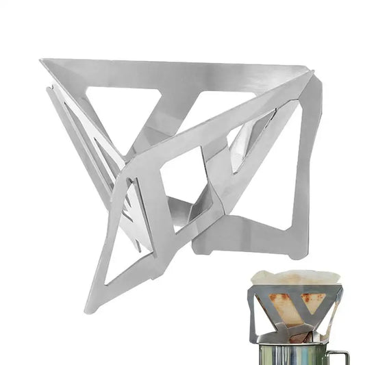 Portable Foldable Stainless Steel Coffee Filter – Reusable Paperless Pour-Over Dripper, Easy-Clean Coffee Funnel & Travel Holder